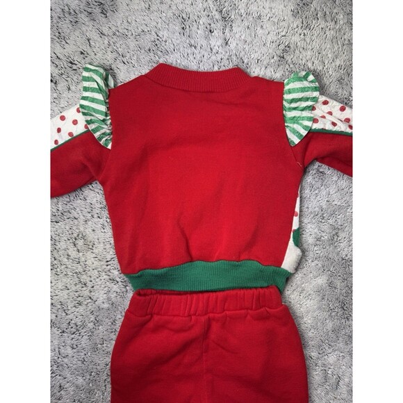 Vintage Baby Christmas Sweatsuit Hush Puppies Snowman Set 6/9M Red Green Fleece - Picture 8 of 10